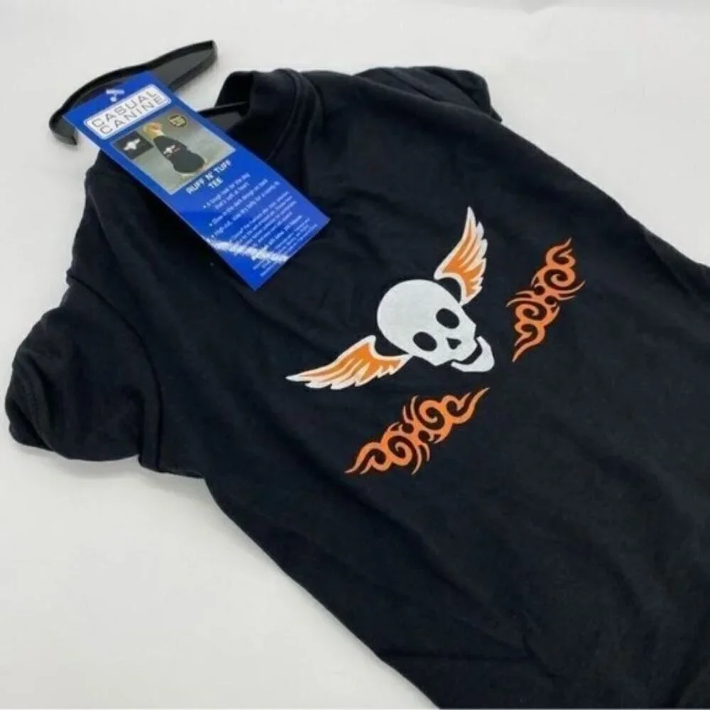 Casual Canine Ruff-N-Tuff Biker Skull Dog Shirt Size Medium